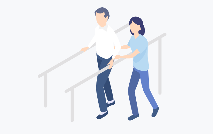 病棟内でのリハビリのイラスト